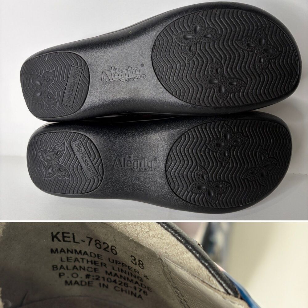 Alegria Kel-7626 Comfort Clog Shoe Slip Resistant Tea Cup Pattern Women Size 38 - Picture 8 of 8